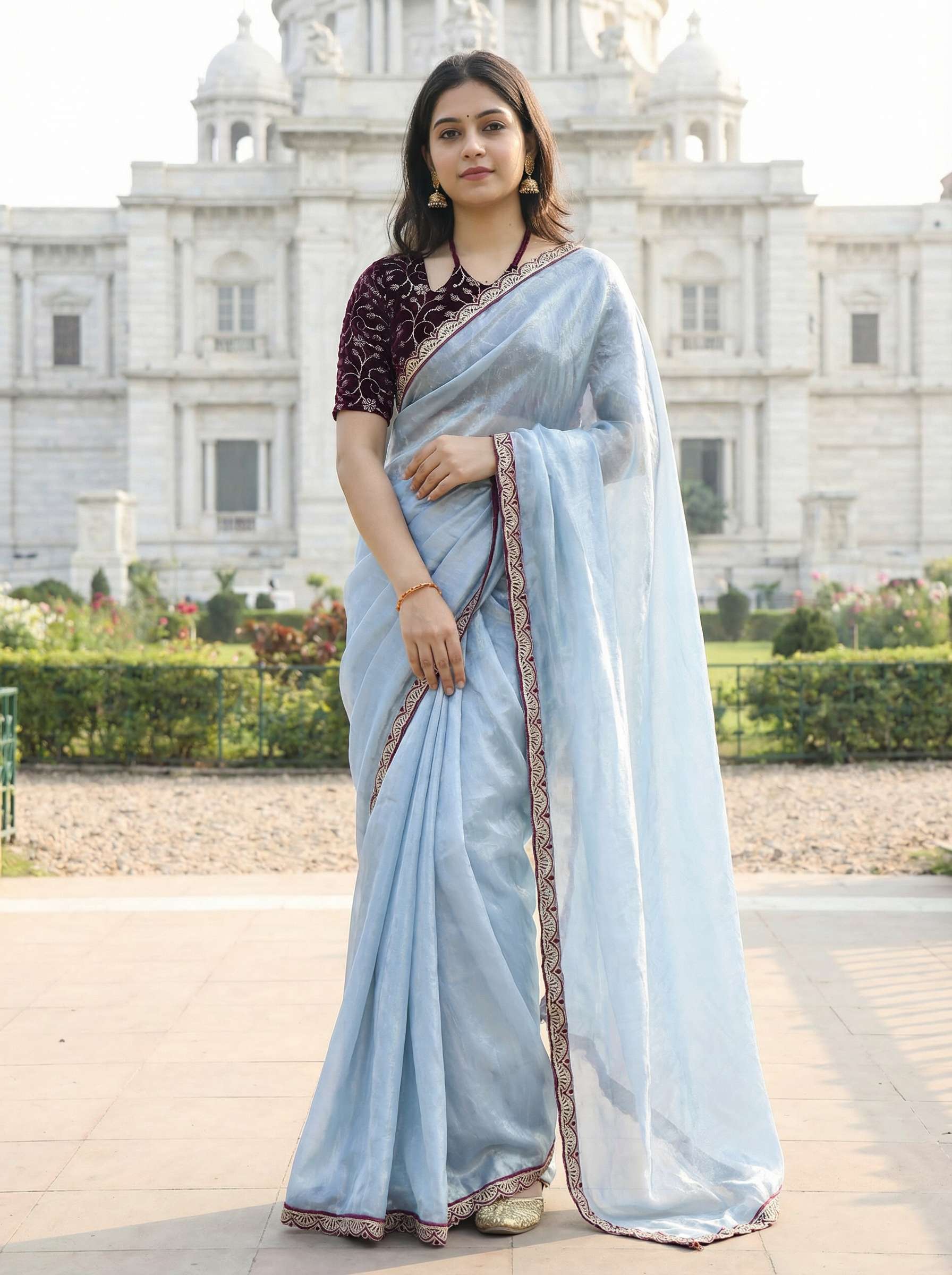 Premium Fendy Silk Saree With Unstitch Velvet Blouse