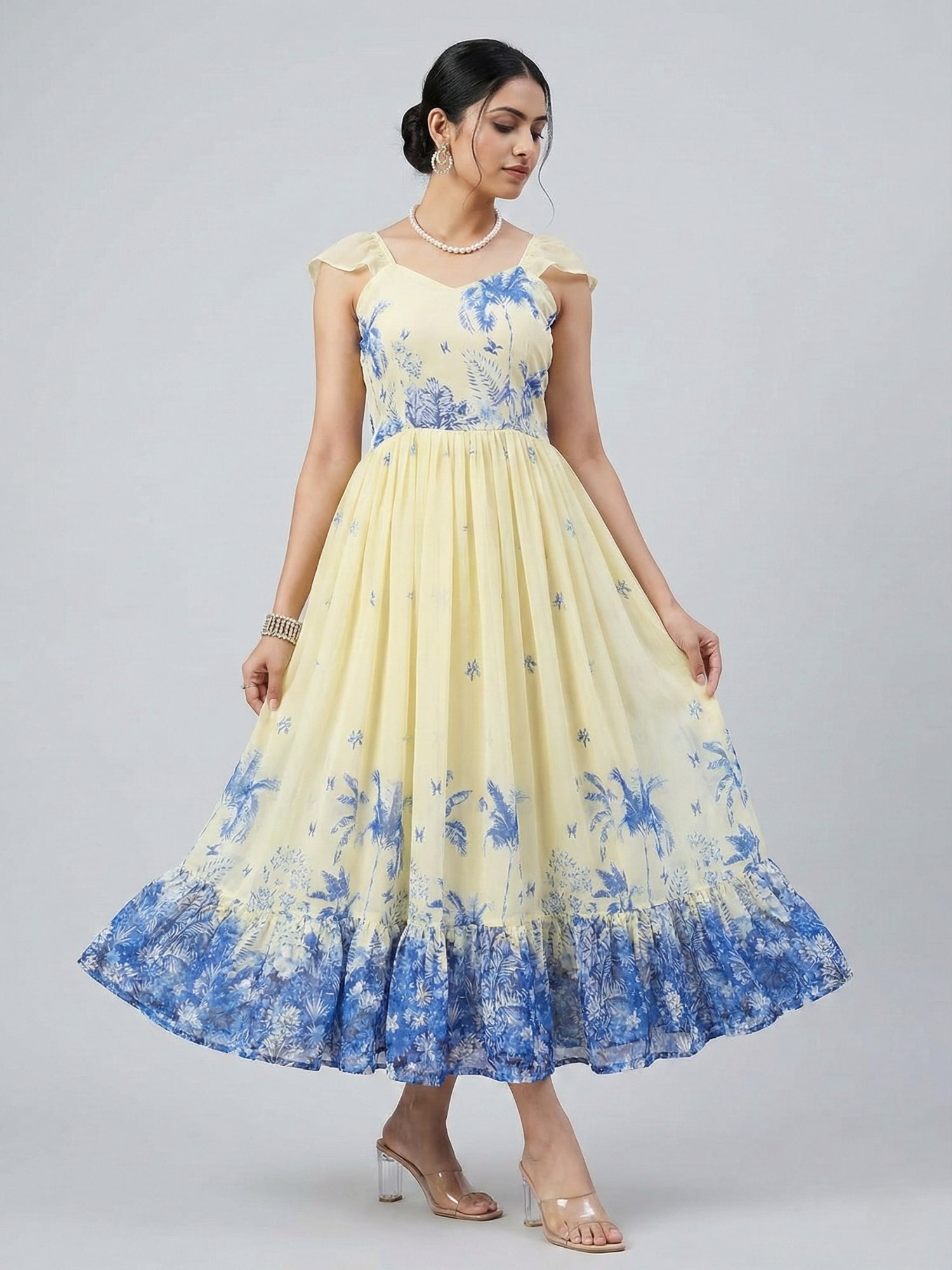 Letest Trending Royal Blue Frill Kurti