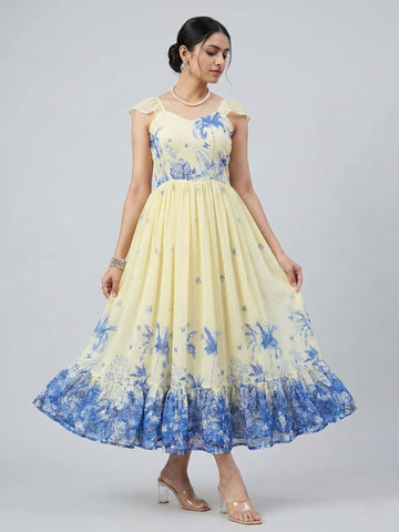 Letest Trending Royal Blue Frill Kurti