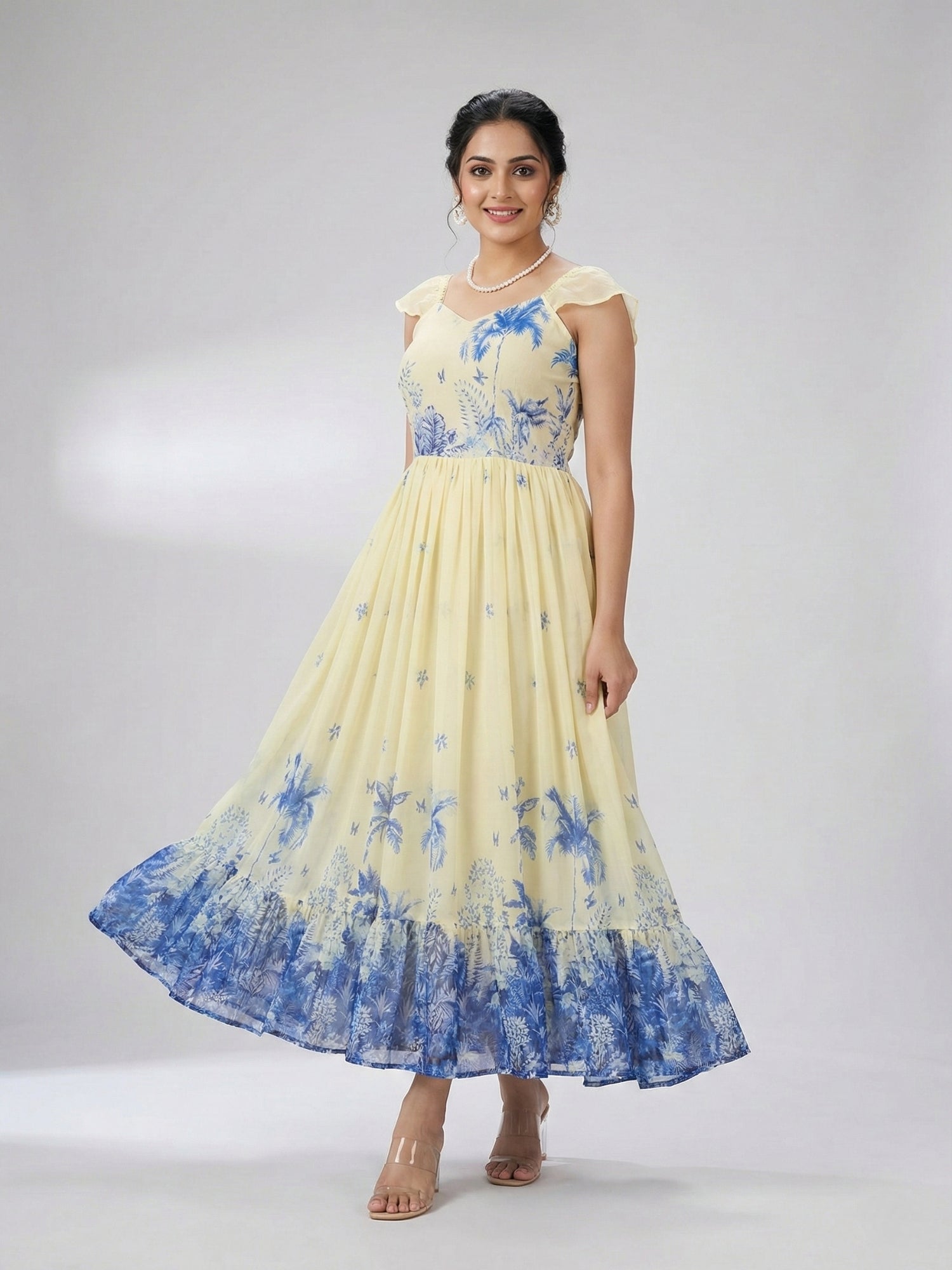 Letest Trending Royal Blue Frill Kurti