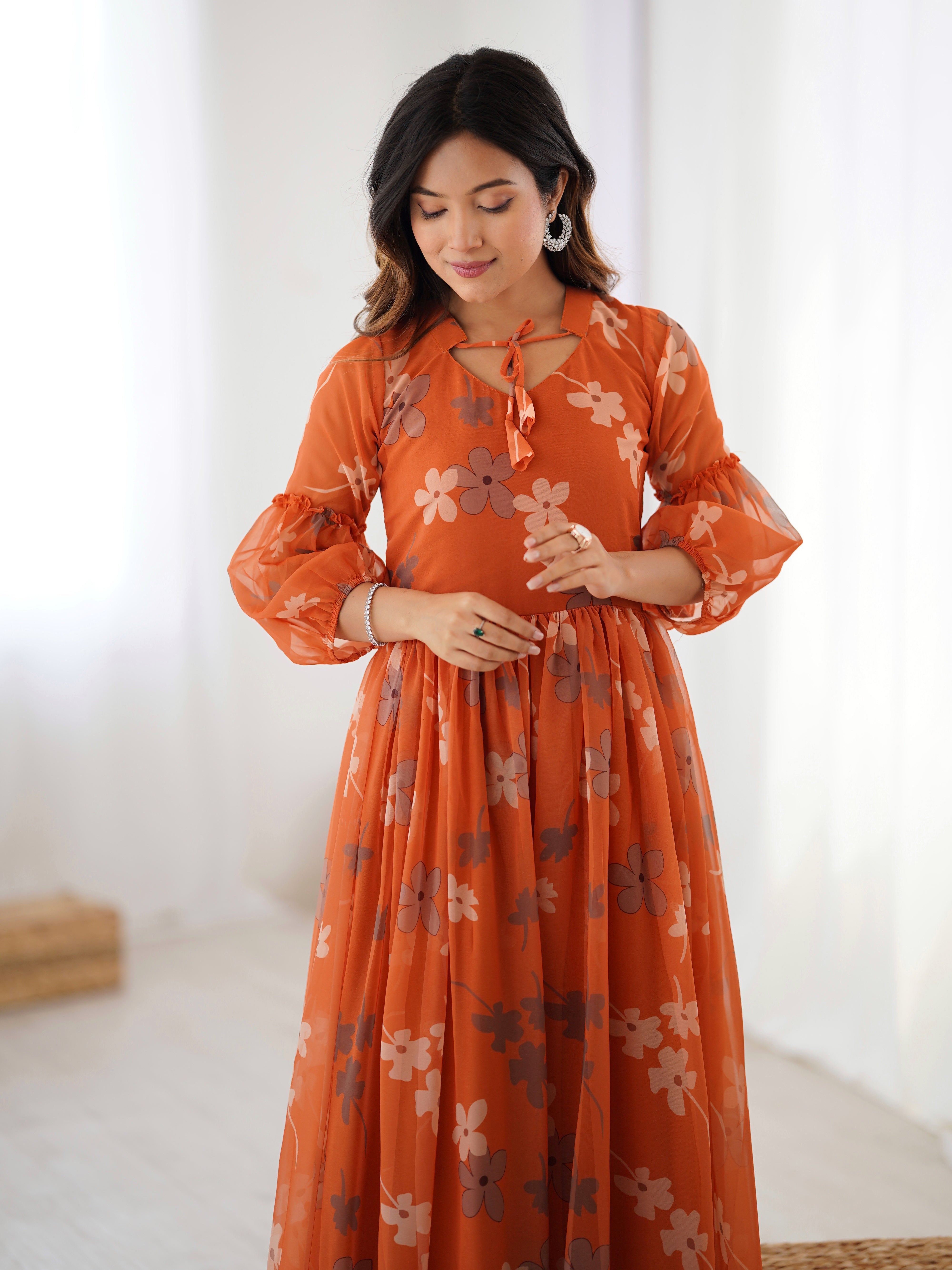 Weightless Marigold Floral Printed Kurtis