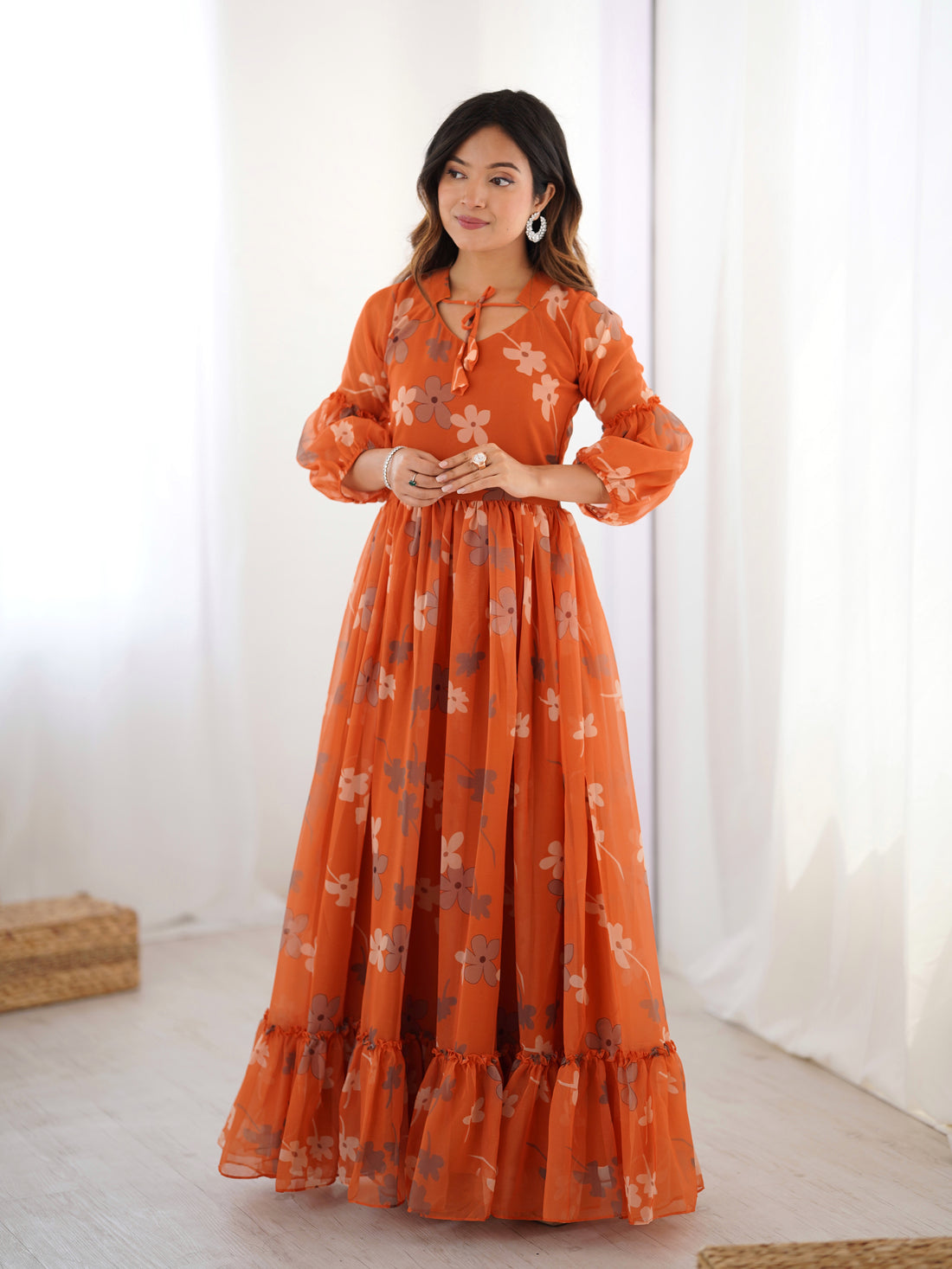 Weightless Marigold Floral Printed Kurtis
