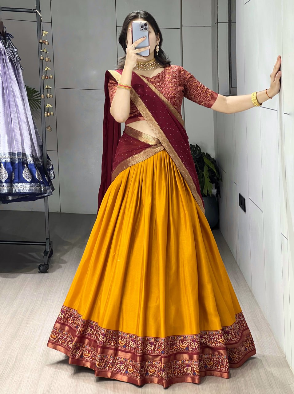 Traditional Patola-Cotton Silk Lehenga