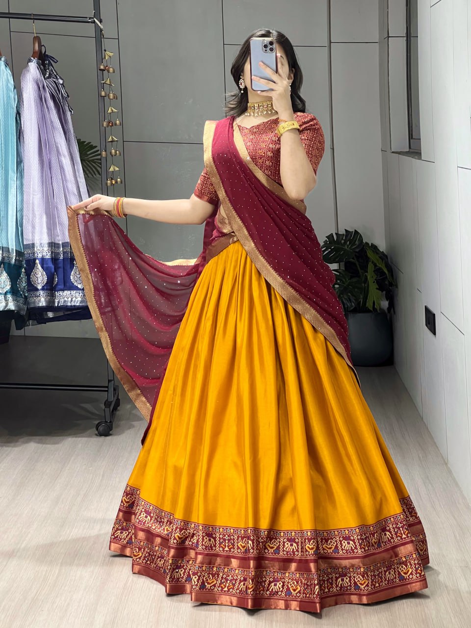 Traditional Patola-Cotton Silk Lehenga