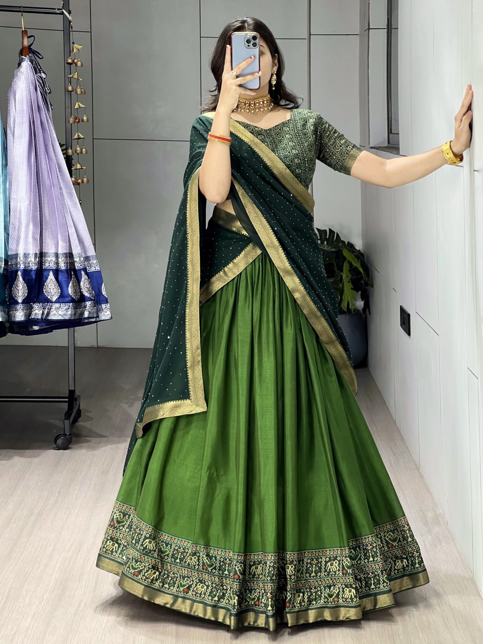Traditional Patola-Cotton Silk Lehenga