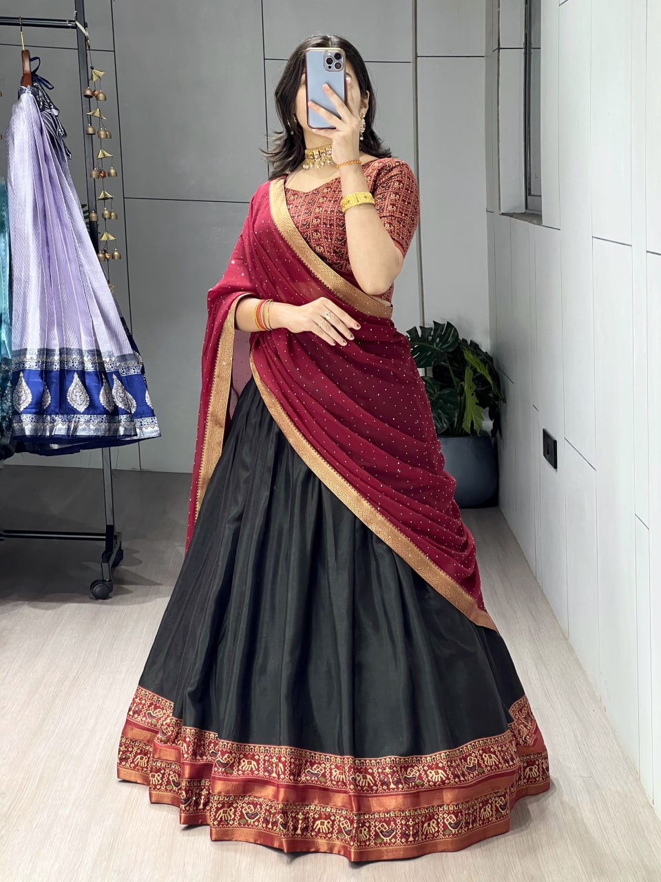 Traditional Patola-Cotton Silk Lehenga