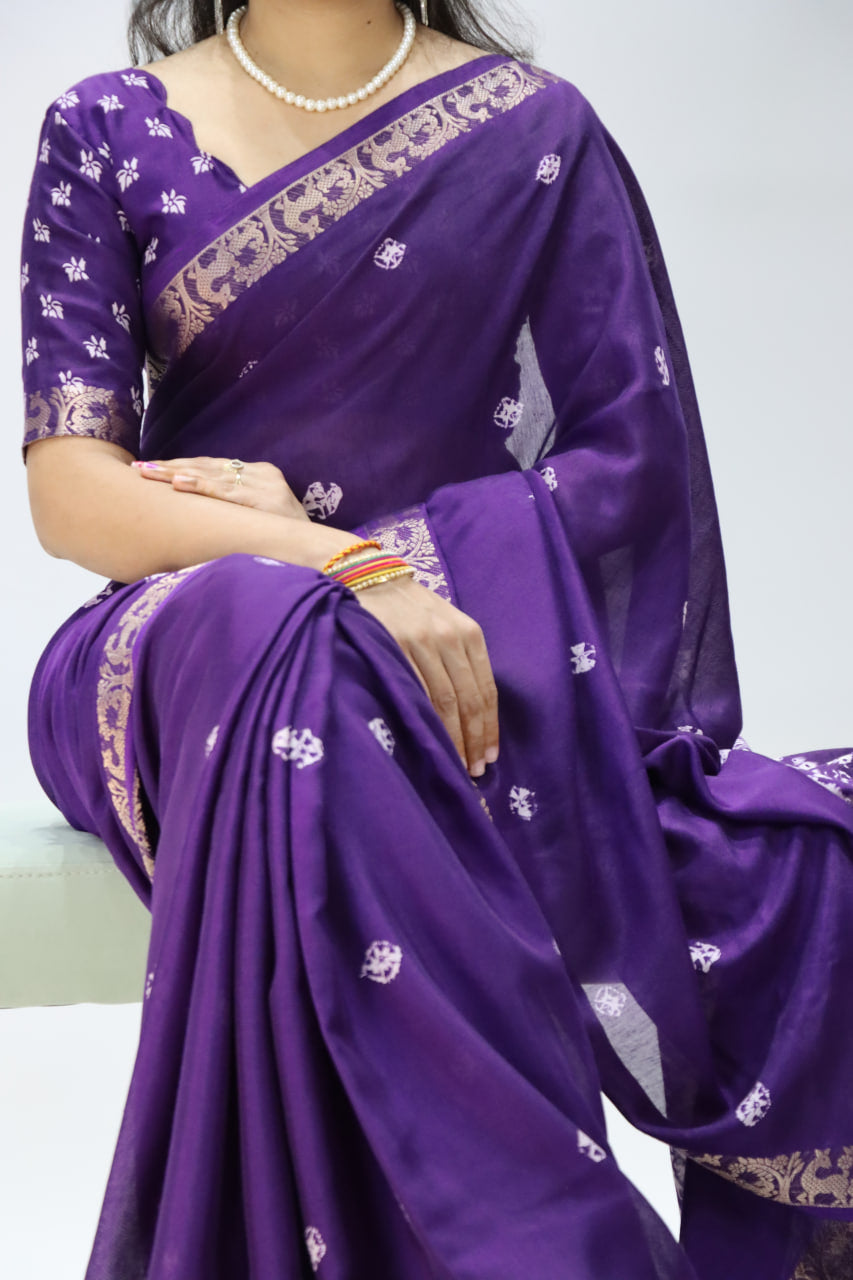 Beautiful Soft Mull Silk Shibori printed Saree