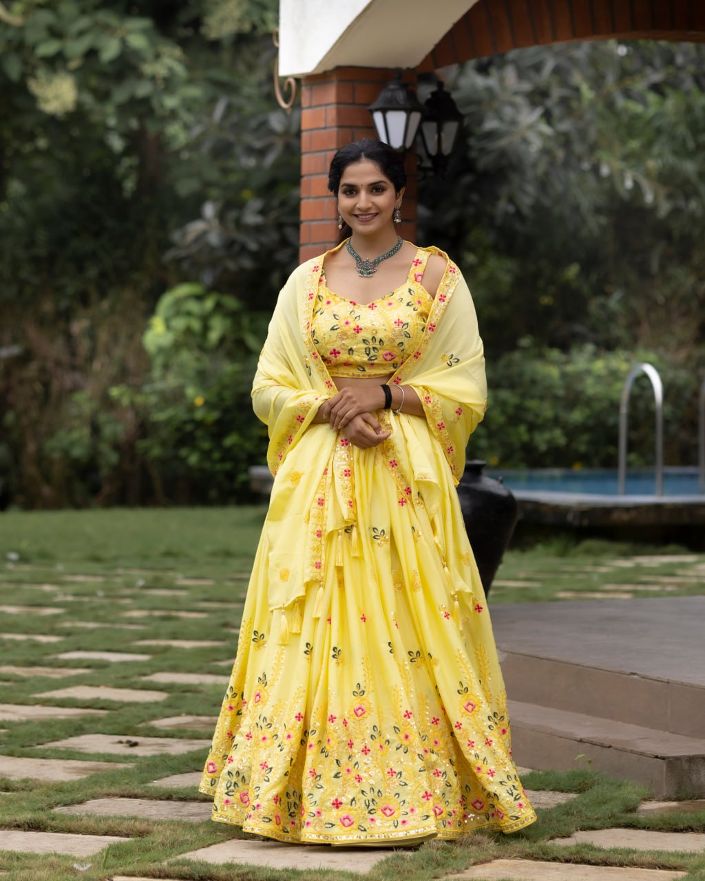 Wedding Collection Yellow Embroidery Lehenga Choli