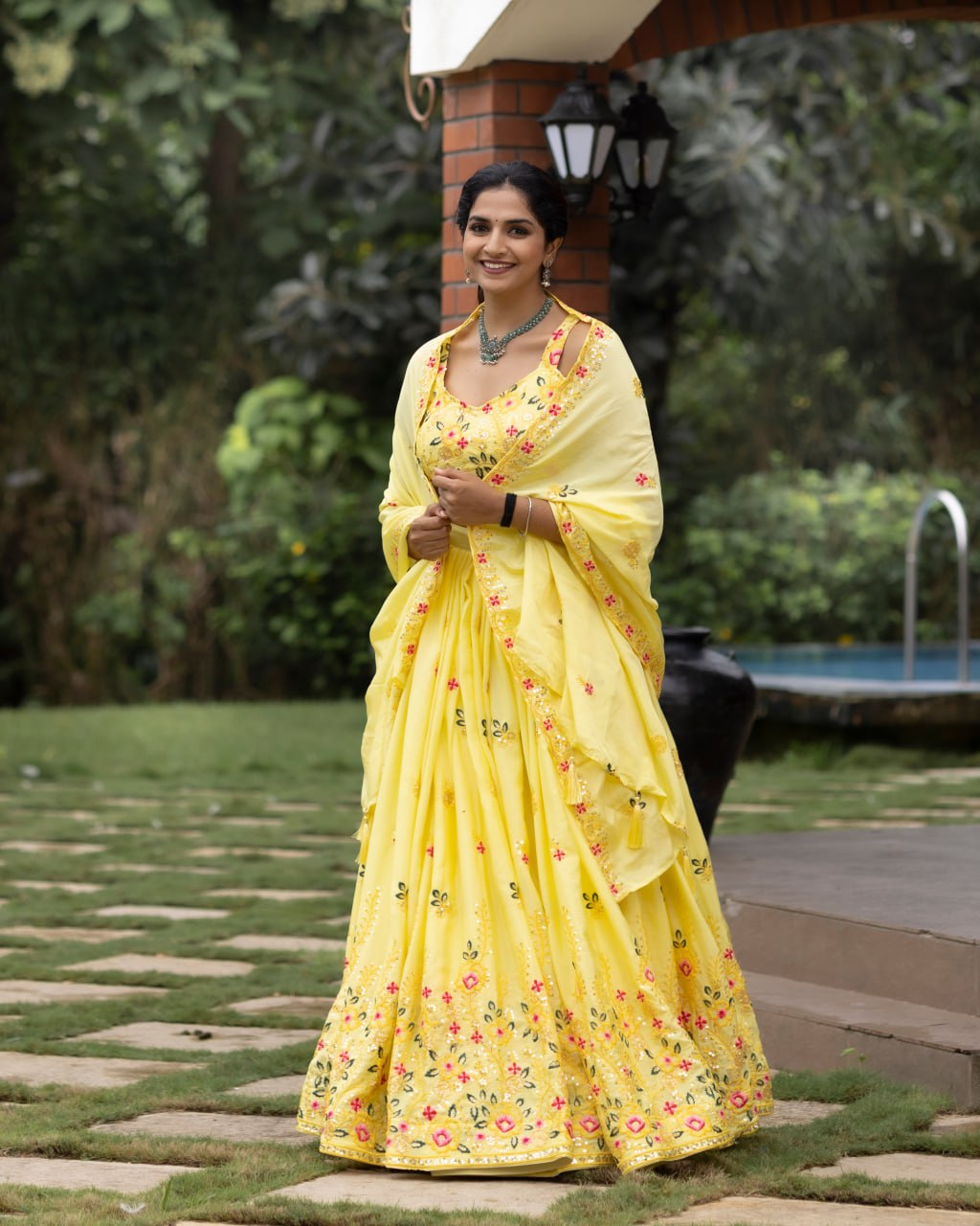 Wedding Collection Yellow Embroidery Lehenga Choli