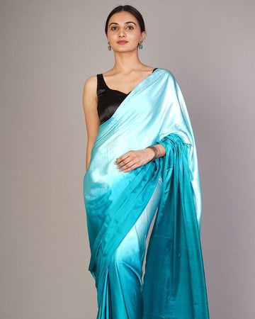 Japan Satin Saree with  Fading All over Saree With Plain Blouse