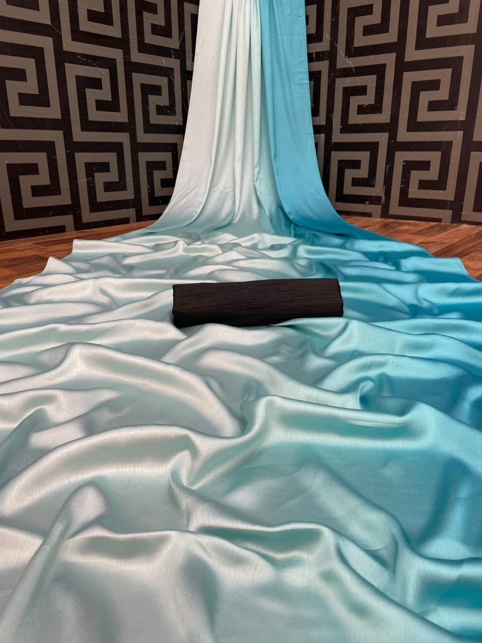 Japan Satin Saree with  Fading All over Saree With Plain Blouse