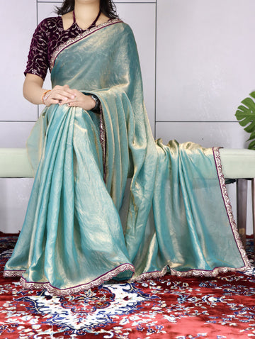 Premium Fendy Silk Saree With Unstitch Velvet Blouse (Copy)
