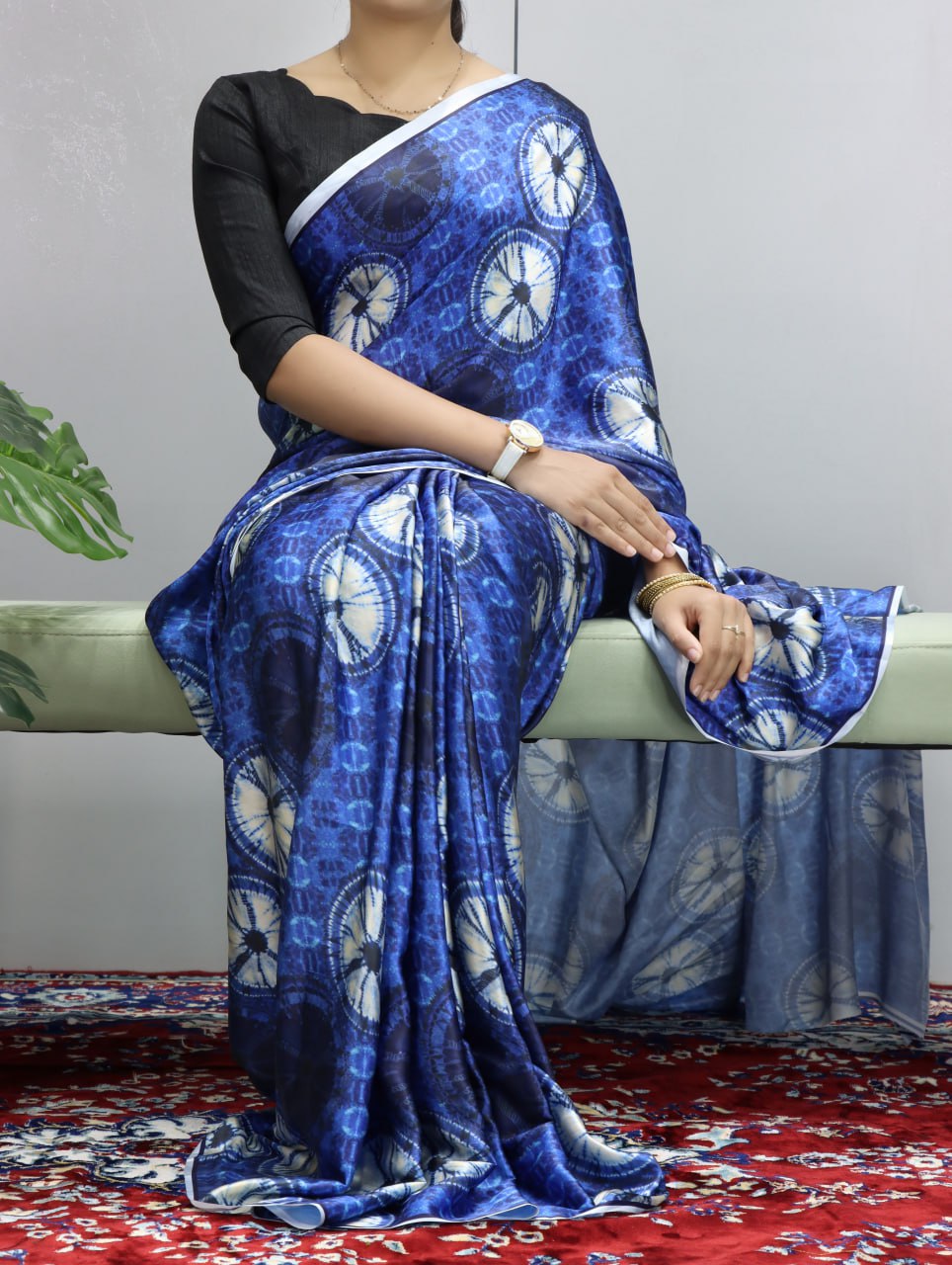 Pure Satin Sarees in Floral and Polka Dot Prints