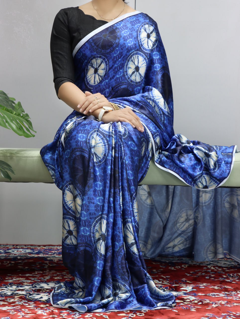Pure Satin Sarees in Floral and Polka Dot Prints
