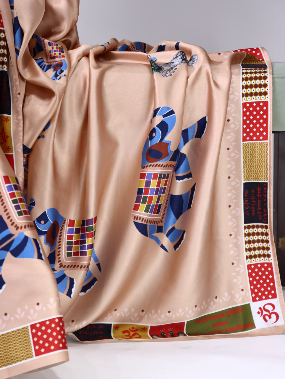 Prints Premium Satin Sarees With Plain Blouse