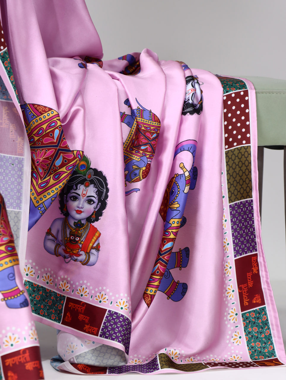 Prints Premium Satin Sarees With Plain Blouse