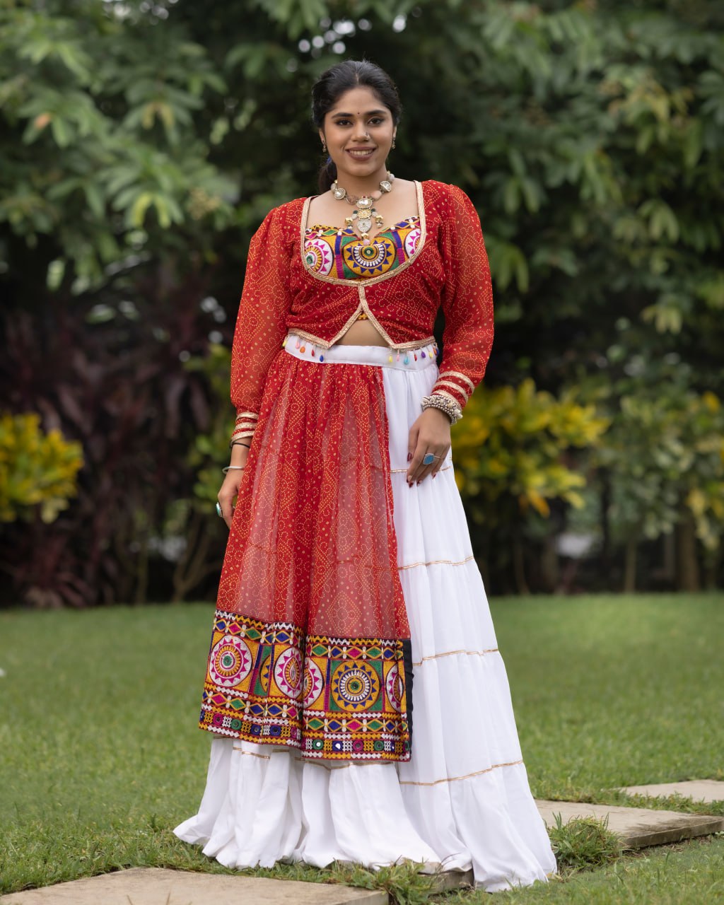 Lehenga with Gamthi & Mirror Work