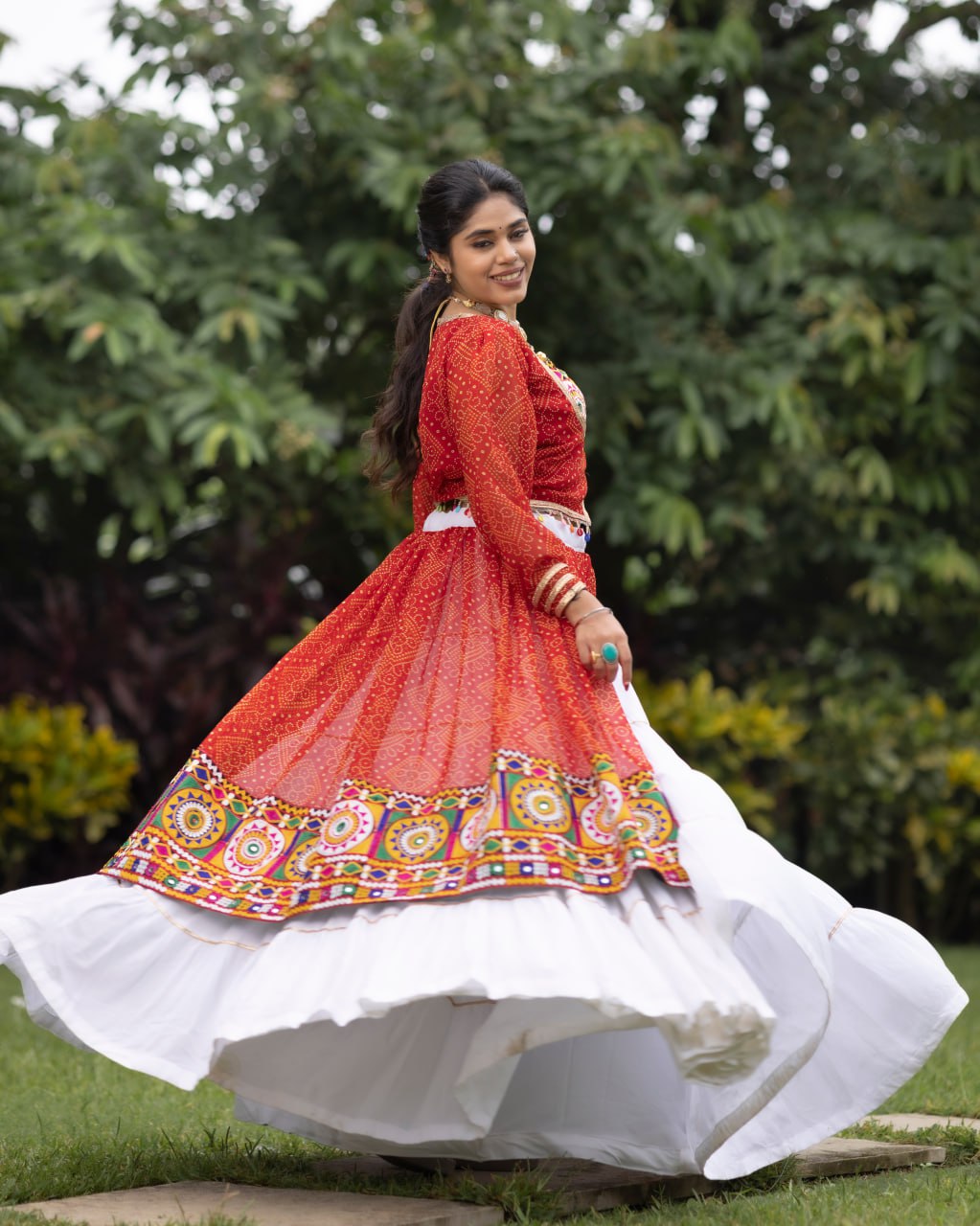 Lehenga with Gamthi & Mirror Work