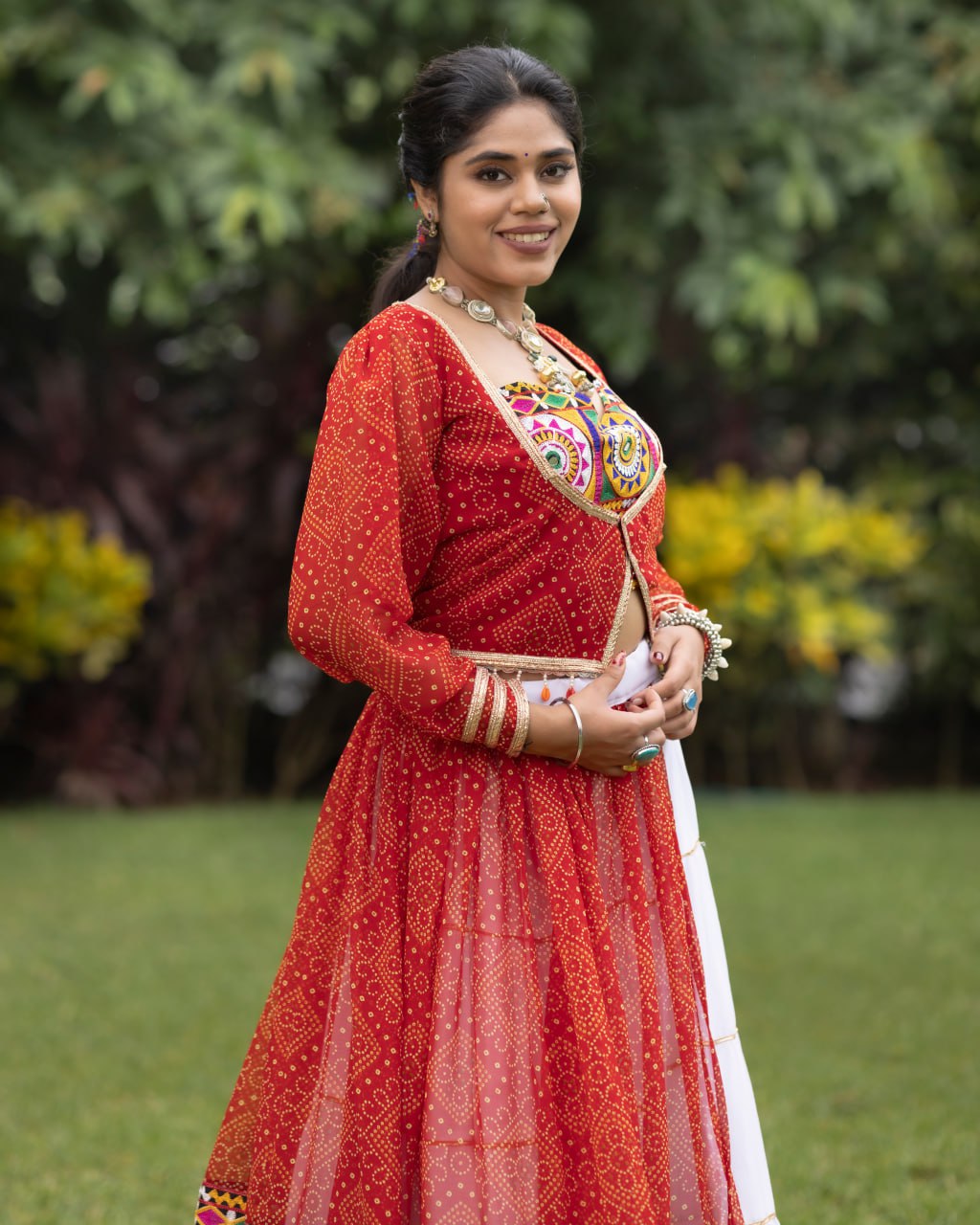 Lehenga with Gamthi & Mirror Work