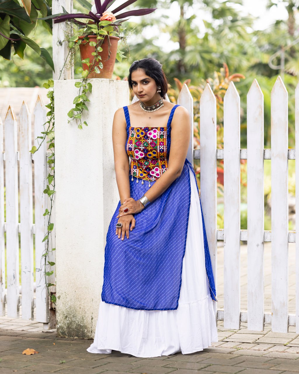 Navratri Special Embroidered Indo-Western Lehenga Set with Sheer Jacket