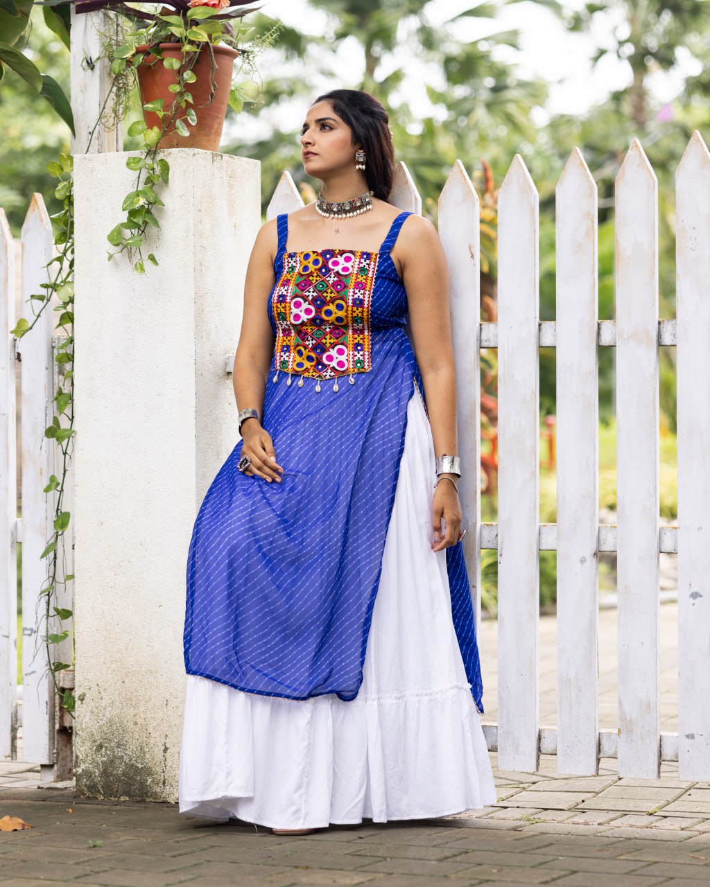 Navratri Special Embroidered Indo-Western Lehenga Set with Sheer Jacket