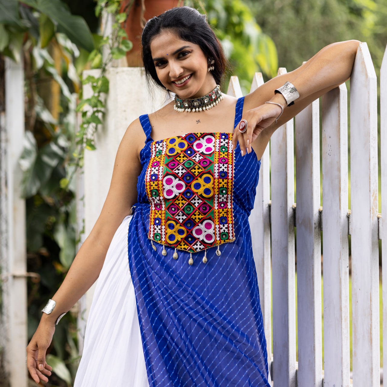 Navratri Special Embroidered Indo-Western Lehenga Set with Sheer Jacket