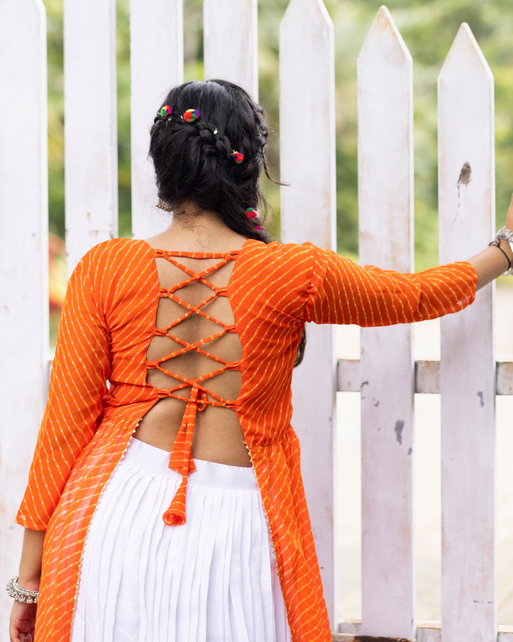 Navratri Special Embroidered Indo-Western Lehenga Set with Sheer Jacket