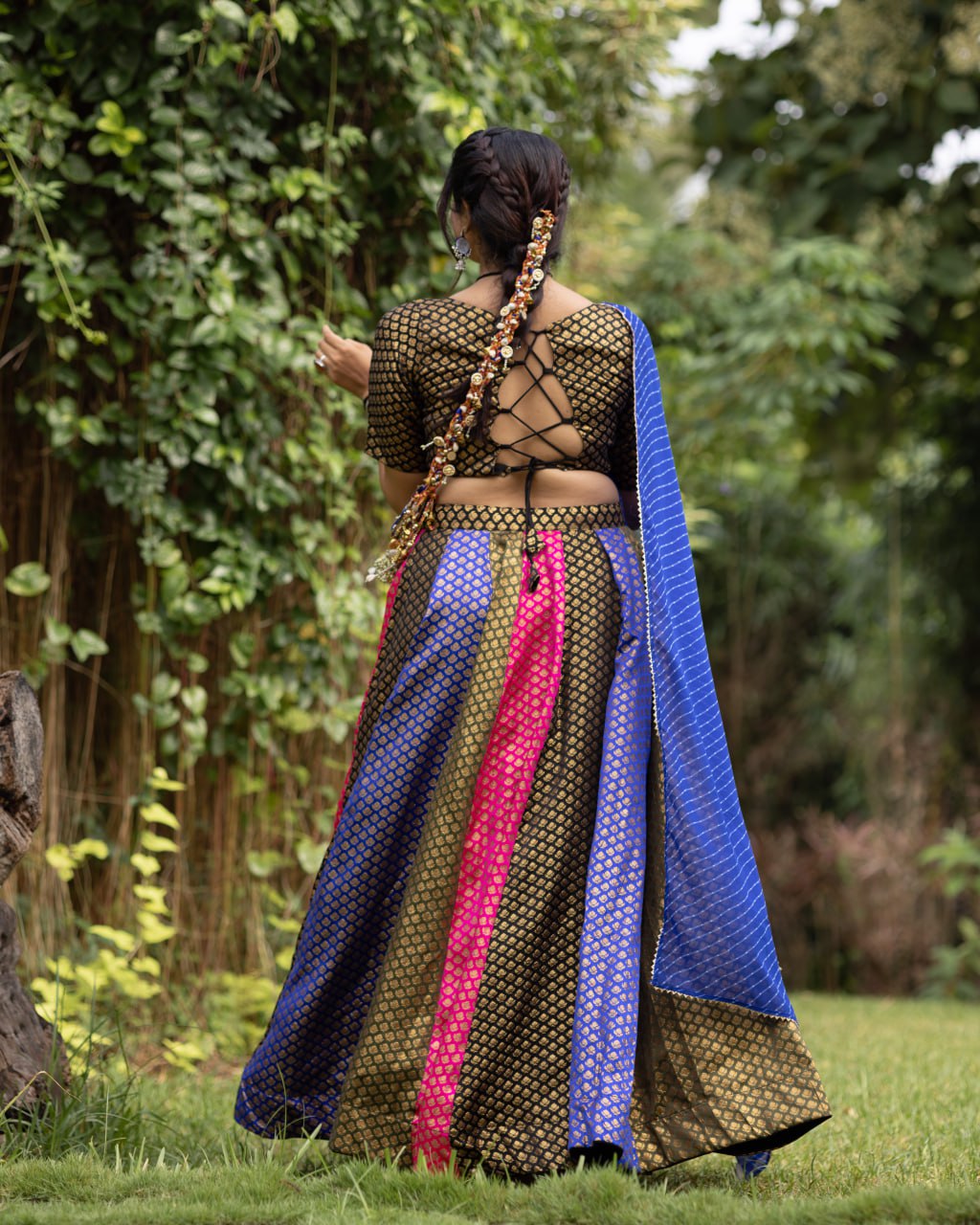 Multi Kali Jacquard Silk Weaving Lehenga Choli With Dupatta
