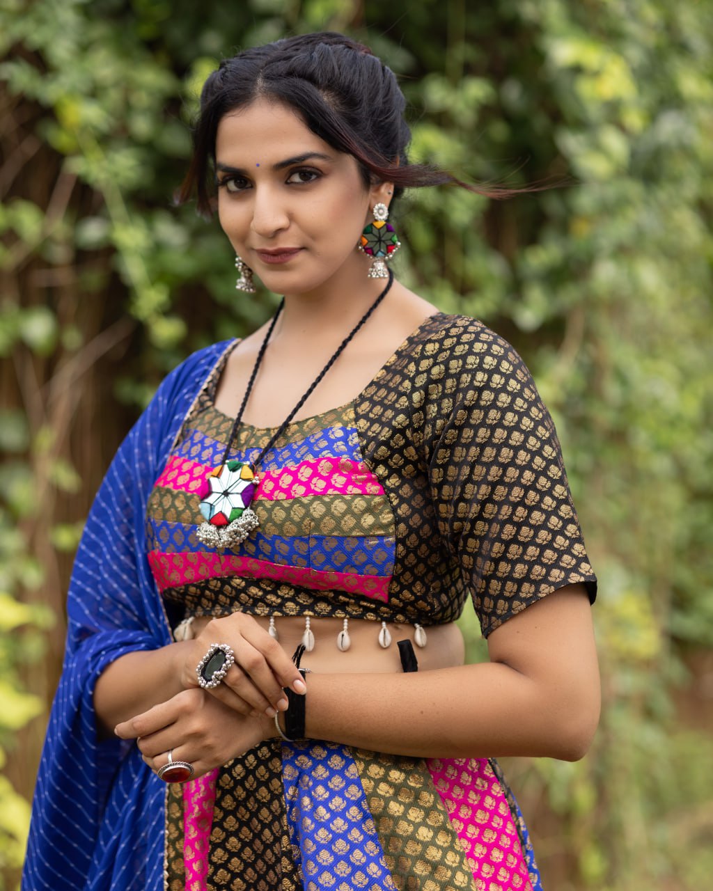 Multi Kali Jacquard Silk Weaving Lehenga Choli With Dupatta