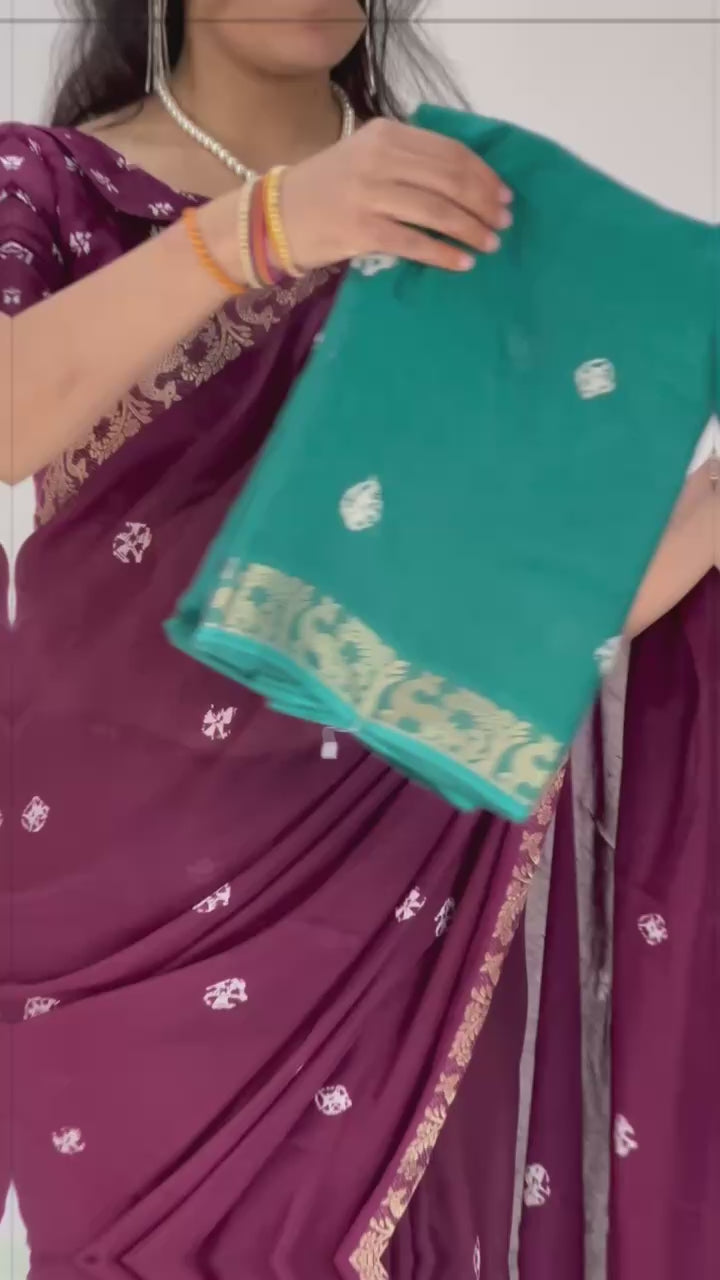 Beautiful Soft Mull Silk Shibori printed Saree