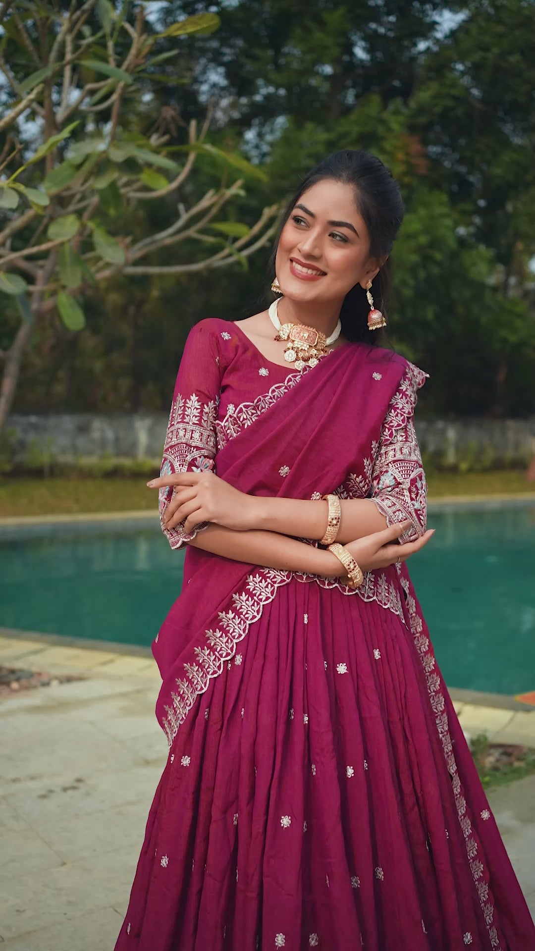 Burgandy Color Vichitraa Thread Embroidery Work Lehenga Choli