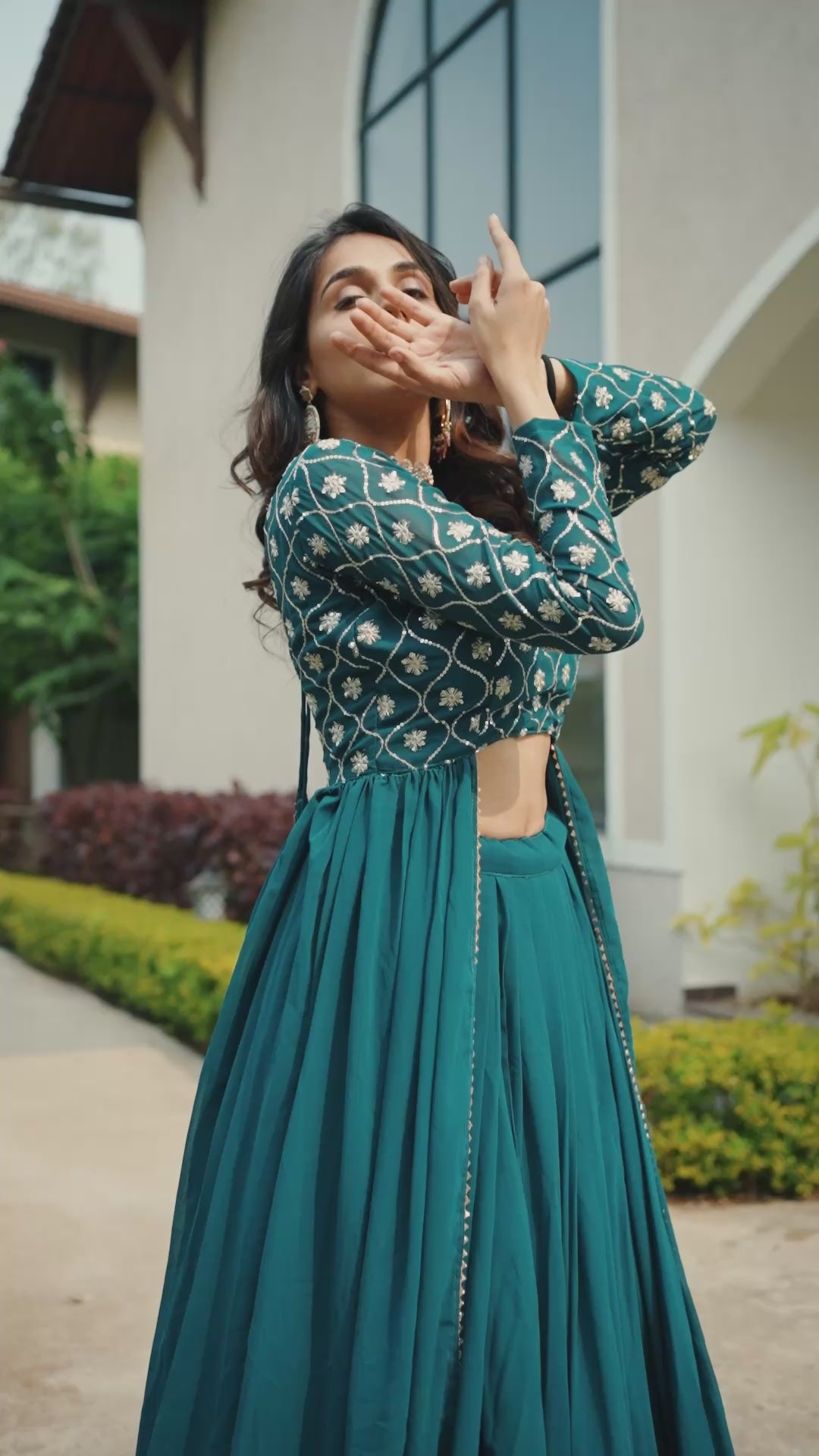 Trending Gorgette Lehenga With Traditional Embroidery Top