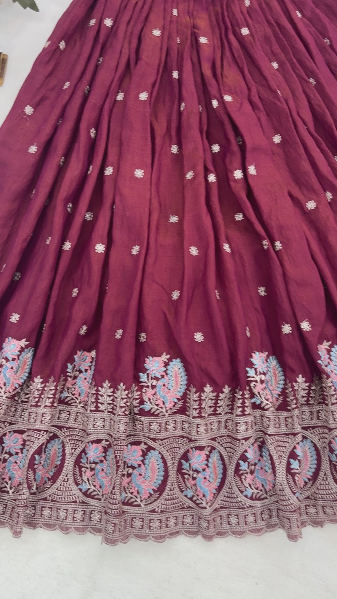 Burgandy Color Vichitraa Thread Embroidery Work Lehenga Choli