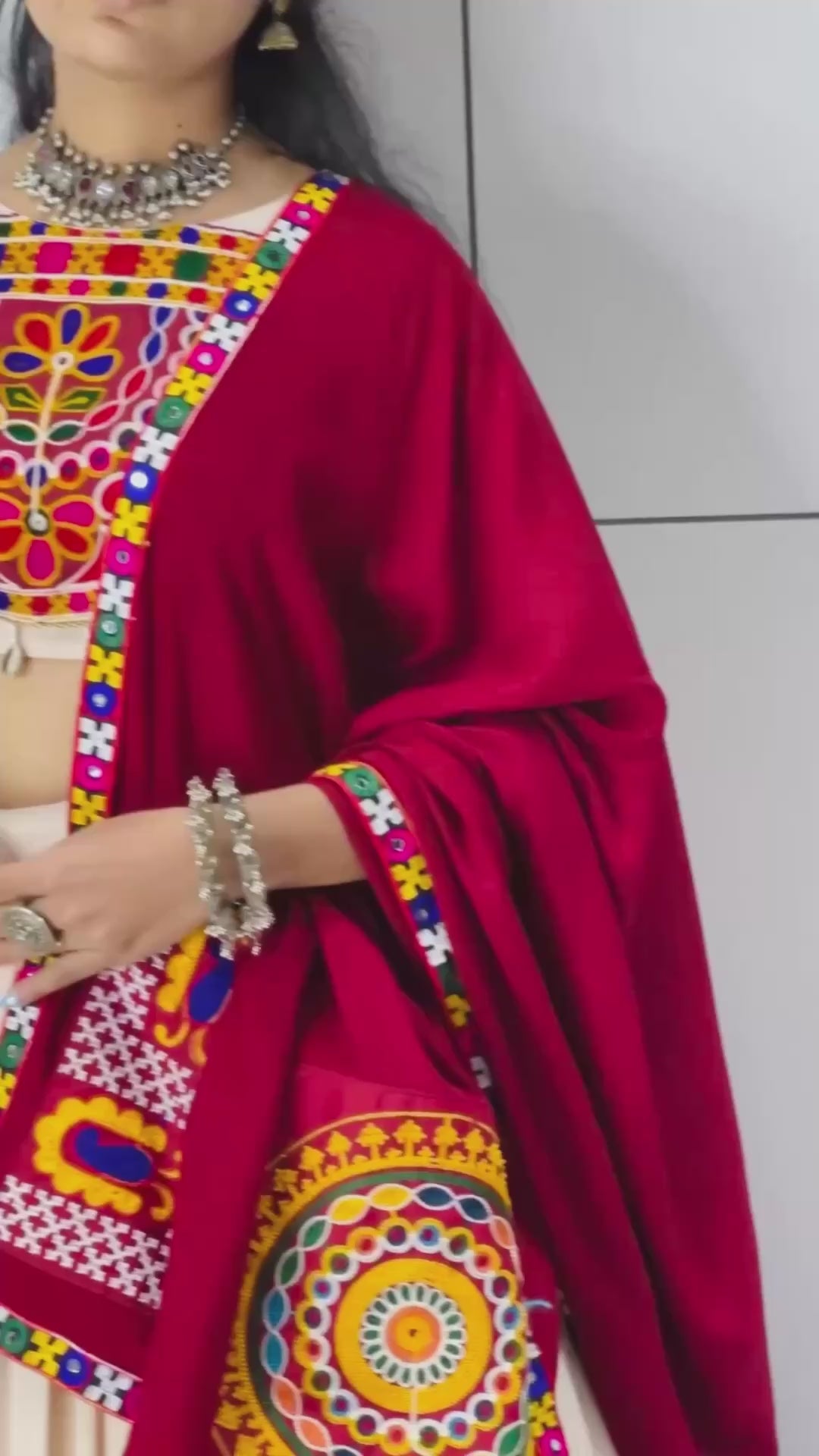 Vanilla Color Premium Gamthi Mirror Work Lehenga Choli