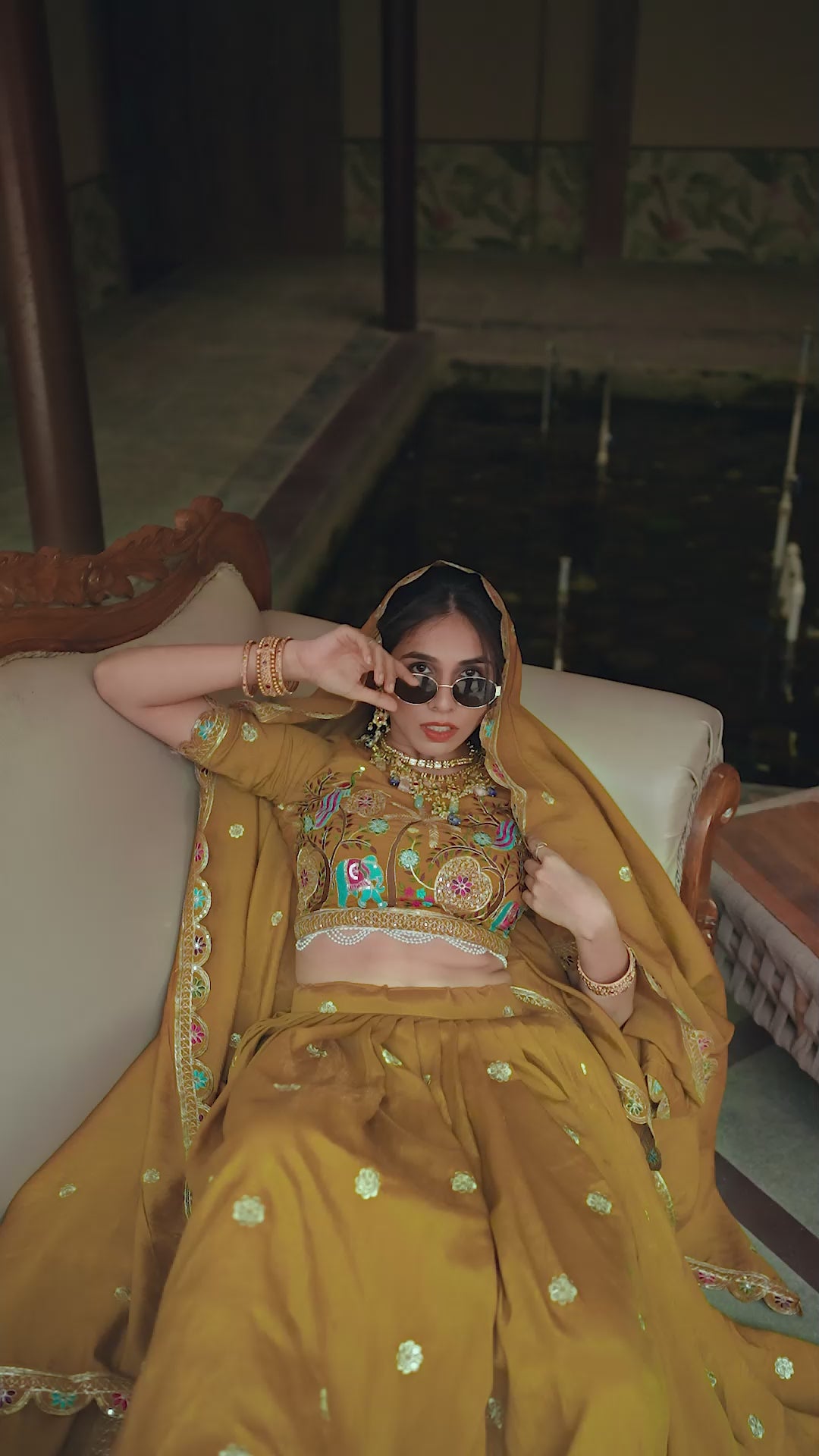 Mustard Color Thread Embroidery Work Lehenga Choli With Sequence Work