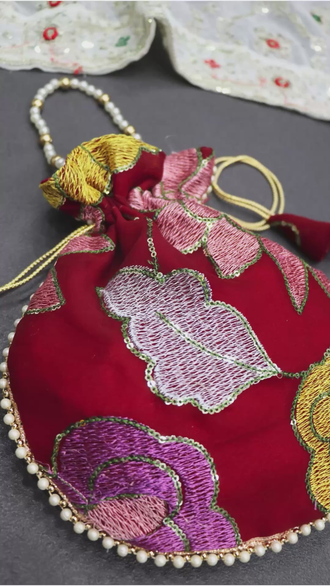 Designer Batwa Purse with Pearl Handle